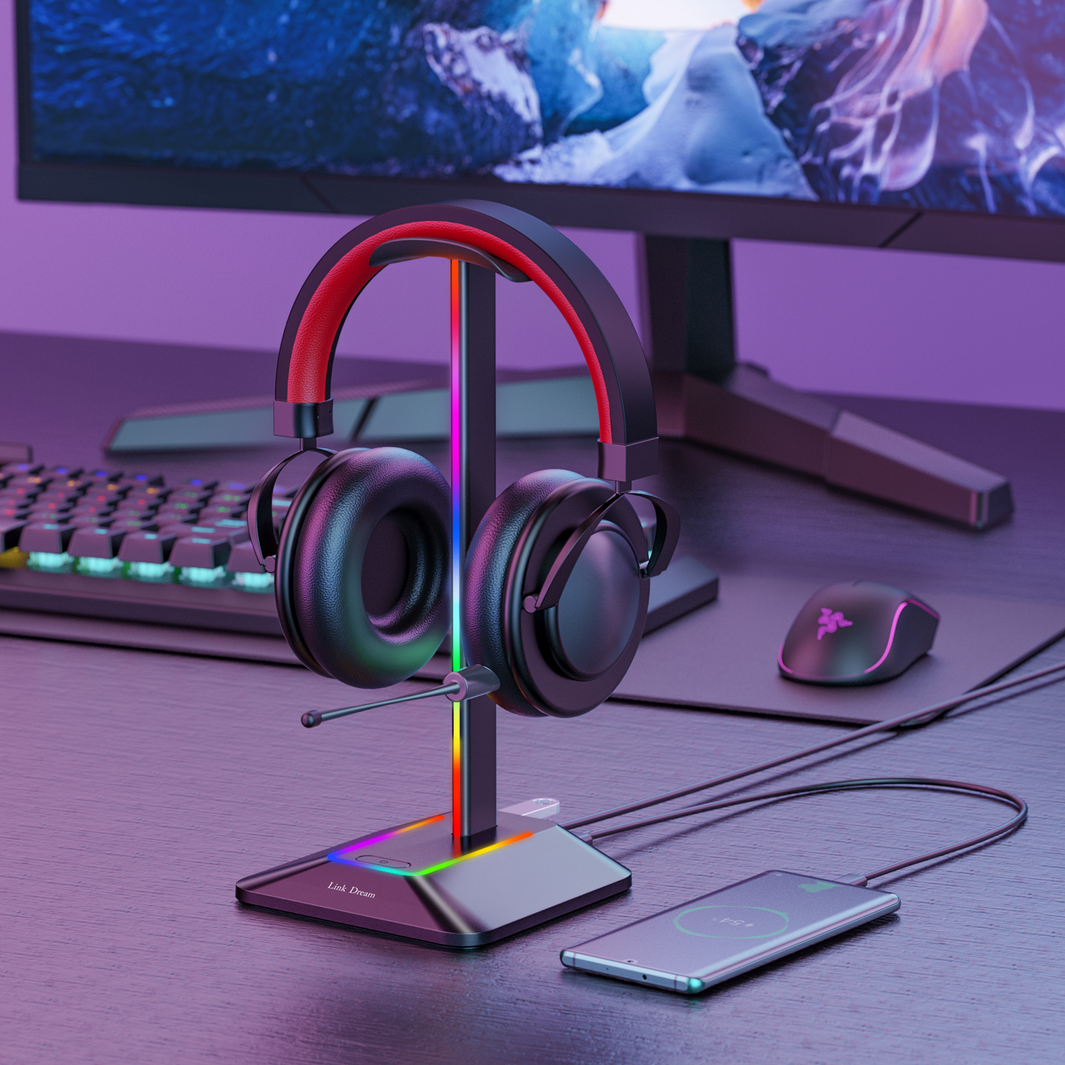 New Bee Z8 RGB Headphones Stan - Headphone Stand Desk 리뷰 및 가격