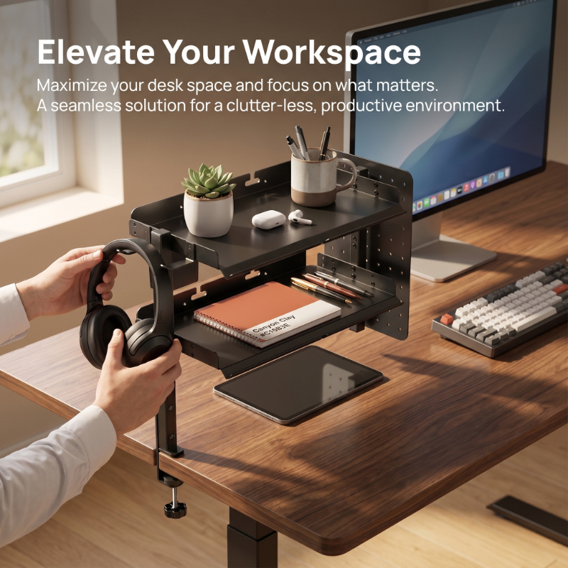 2-Tier Metal Clamp Desk Shelf  - Headphone Stand Desk 리뷰 및 가격